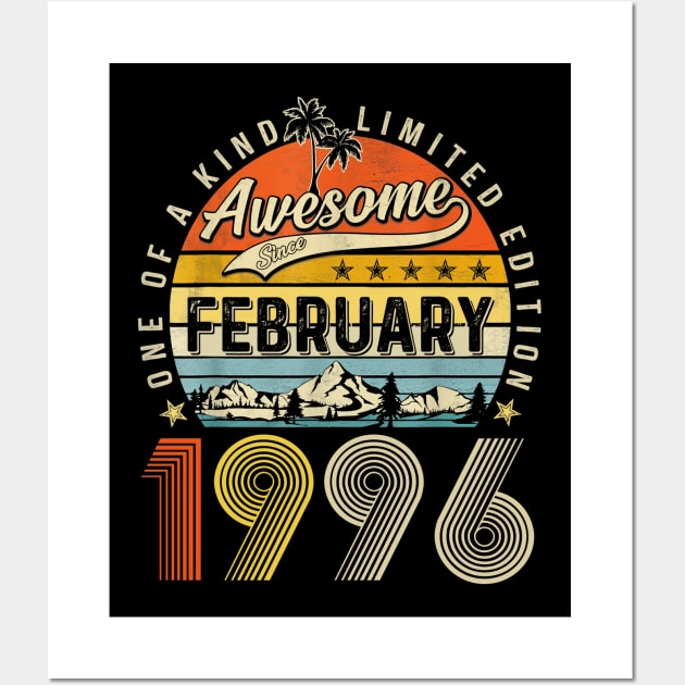 Awesome Since February 1996 Vintage 27th Birthday Wall Art by Marcelo Nimtz